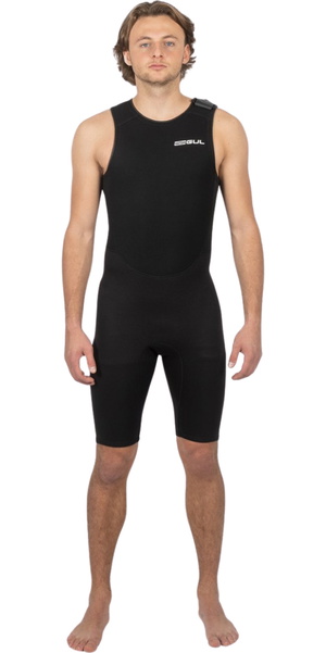 2026 Gul Mens Response 3/2mm Flatlock Short John Wetsuit RE5304-B9 - Black